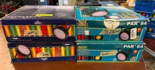 DESCRIPTION: (4) SLIM RGBA LED LIGHTS BRAND/MODEL: CHAUVET LOCATION: MAIN HALL QTY: 4