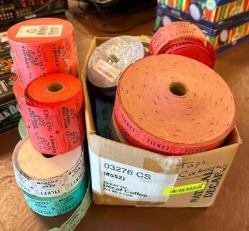 DESCRIPTION: ASSORTED 50/50 AND COUPON TICKETS LOCATION: MAIN HALL QTY: 1