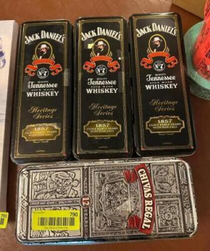 DESCRIPTION: (4) WHISKEY TIN BOTTLE CASES LOCATION: MAIN HALL QTY: 1