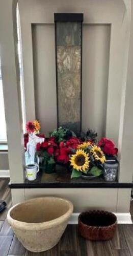 DESCRIPTION: ASSORTED FAUX PLANTS WITH PLANTERS AND TOWER LOCATION: FRONT ENTRANCE HALLWAY QTY: 1