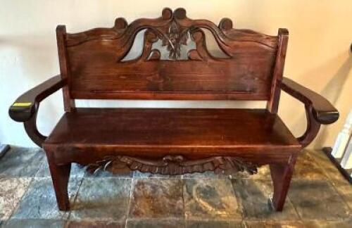 DESCRIPTION: 54" WOODEN BENCH LOCATION: FRONT ENTRANCE HALLWAY QTY: 1