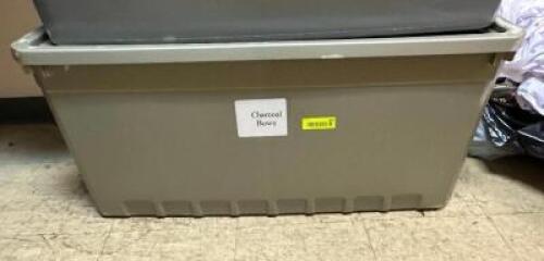 DESCRIPTION: BIN OF CHARCOAL CHAIR BOWS LOCATION: FRONT ENTRANCE CLOSET QTY: 1