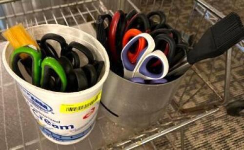 DESCRIPTION: (2) BINS OF SCISSORS LOCATION: MAIN HALL QTY: 1