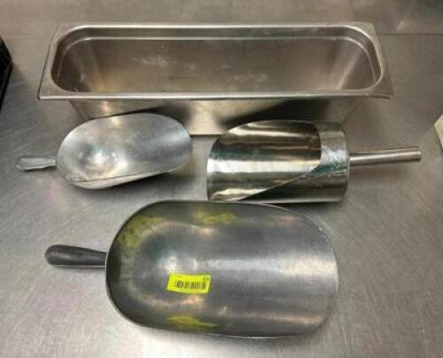 DESCRIPTION: (3) ICE SCOOPS AND PAN LOCATION: KITCHEN QTY: 3