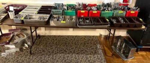 DESCRIPTION: 8' COMPOSITE FOLDING TABLE INFORMATION: CONTENTS NOT INCLUDED, SECOND DAY PICKUP ONLY LOCATION: MAIN HALL QTY: 1