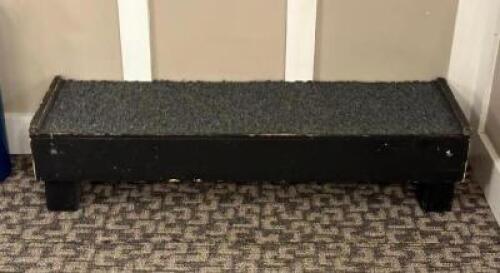 DESCRIPTION: CARPETED STAGE PLATFORM SIZE: 48"X14"X11" LOCATION: MAIN HALL QTY: 1