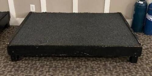 DESCRIPTION: (6) CARPETED STAGE PLATFORMS SIZE: 64"X48"X11" LOCATION: SHED QTY: 6