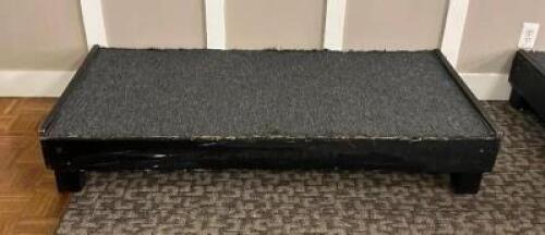 DESCRIPTION: (11) CARPETED STAGE PLATFORMS SIZE: 66"X32"X11" LOCATION: SHED QTY: 11