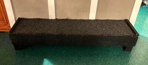 DESCRIPTION: (2) CARPETED STAGE PLATFORMS SIZE: 62"X14"X11" LOCATION: SHED QTY: 2