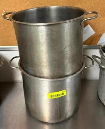 DESCRIPTION: (2) STOCK POTS SIZE: SEE PHOTOS LOCATION: KITCHEN QTY: 2