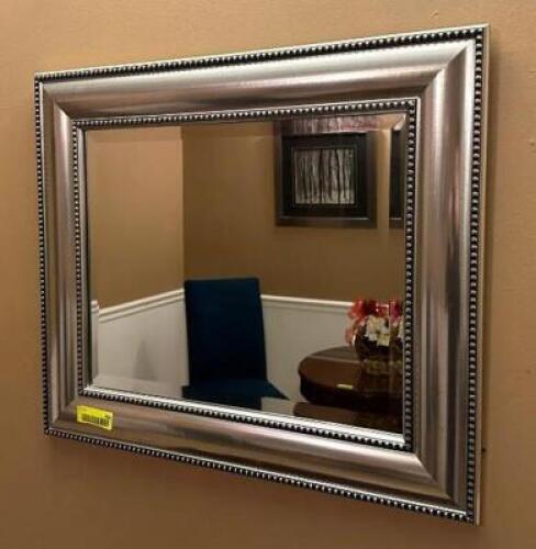 DESCRIPTION: FRAMED MIRROR SIZE: 27"X22" LOCATION: WOMENS BATHROOM QTY: 1