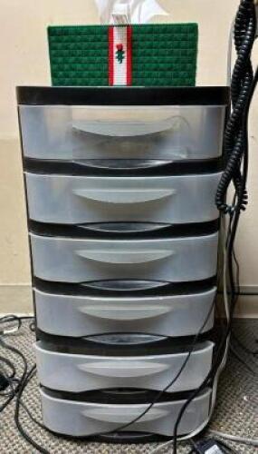 DESCRIPTION: PLASTIC ORGANIZER BIN LOCATION: MAIN OFFICE QTY: 1