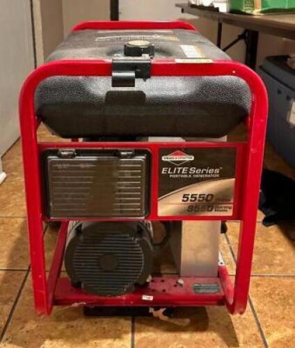 DESCRIPTION: 5550W ELITE SERIES PORTABLE GENERATOR BRAND/MODEL: BRIGGS & STRATTON 030241 INFORMATION: 120/240V LOCATION: BATHROOM HALLWAY QTY: 1