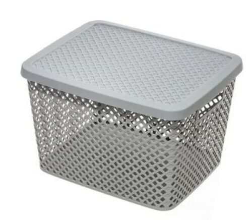 DESCRIPTION: (1) STORAGE BASKET BRAND/MODEL: MAINSTAYS #84126 INFORMATION: SOFT SILVER RETAIL$: $12.84 EA SIZE: 15X19X12 QTY: 1
