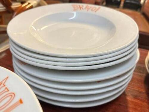 DESCRIPTION: (10) 10" CHINA PASTA BOWLS ADDITIONAL INFORMATION LOGO'ED SIZE 10" LOCATION: BAY 6 THIS LOT IS: SOLD BY THE PIECE QTY: 10