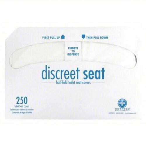 DESCRIPTION: (1) CASE OF (250) HALF FOLD TOILET SEAT COVERSBRAND/MODEL: DISCREET SEAT #20LE14RETAIL$: $70.00 EAQTY: 1