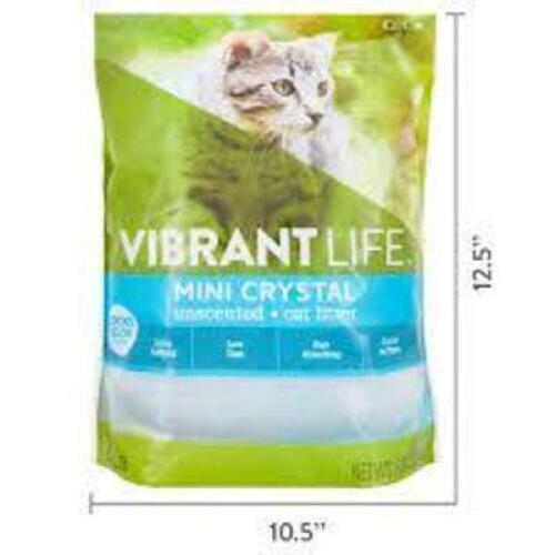 DESCRIPTION: (2) BAGS OF UNSCENTED CAT LITTER BRAND/MODEL: VIBRANT LIFE MINI CYRSTAL RETAIL$: $15.00 EA SIZE: 8 LB QTY: 2