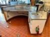 DESCRIPTION: 100' X 50" SEMI CIRCLE STAINLESS COUNTER W/ PARTITION AND SNEEZE GUARD FRONT. ADDITIONAL INFORMATION W/ RIGHT SIDE STAINLESS COUNTER EXTE - 2