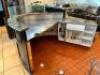 DESCRIPTION: 100' X 50" SEMI CIRCLE STAINLESS COUNTER W/ PARTITION AND SNEEZE GUARD FRONT. ADDITIONAL INFORMATION W/ RIGHT SIDE STAINLESS COUNTER EXTE - 3