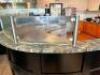 DESCRIPTION: 100' X 50" SEMI CIRCLE STAINLESS COUNTER W/ PARTITION AND SNEEZE GUARD FRONT. ADDITIONAL INFORMATION W/ RIGHT SIDE STAINLESS COUNTER EXTE - 4
