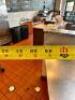 DESCRIPTION: 100' X 50" SEMI CIRCLE STAINLESS COUNTER W/ PARTITION AND SNEEZE GUARD FRONT. ADDITIONAL INFORMATION W/ RIGHT SIDE STAINLESS COUNTER EXTE - 8