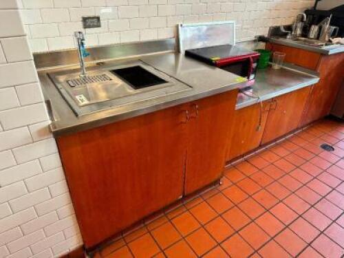 DESCRIPTION: 7' STAINLESS BACK BAR COUNTER W/ WATER DISPENSER AND ICE WELL. ADDITIONAL INFORMATION W/ CABINET BASES. LOCATION: KITCHEN QTY: 1