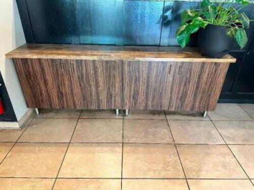 DESCRIPTION: 8' X 18" LAMINATE WOOD BUFFET CABINET SIZE 8' X 18" LOCATION: FRONT QTY: 1