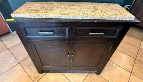 DESCRIPTION: 46" X 20" WOOD BUFFET CABINET SIZE 46" X 20" LOCATION: FRONT QTY: 1