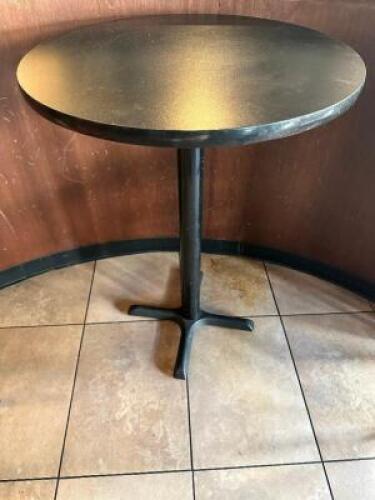 DESCRIPTION: 30" ROUND PUB TABLE W/ BASE. SIZE 30" X 42" T LOCATION: FRONT QTY: 1