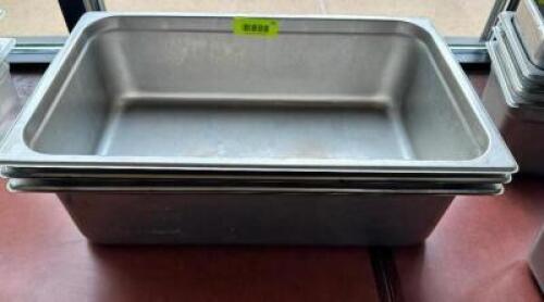 DESCRIPTION: (3) FULL SIZE STAINLESS INSERTS ADDITIONAL INFORMATION 6" DEEP LOCATION: FRONT THIS LOT IS: SOLD BY THE PIECE QTY: 6