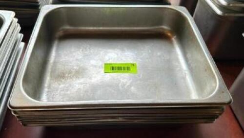DESCRIPTION: (6) HALF SIZE STAINLESS INSERTS ADDITIONAL INFORMATION 2" DEEP LOCATION: FRONT THIS LOT IS: SOLD BY THE PIECE QTY: 6