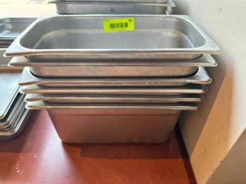 DESCRIPTION: (6) 1/3 SIZE STAINLESS INSERTS ADDITIONAL INFORMATION 6" DEEP LOCATION: FRONT THIS LOT IS: SOLD BY THE PIECE QTY: 6