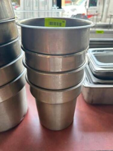 DESCRIPTION: (4) 7" ROUND STAINLESS INSERTS LOCATION: FRONT THIS LOT IS: SOLD BY THE PIECE QTY: 4