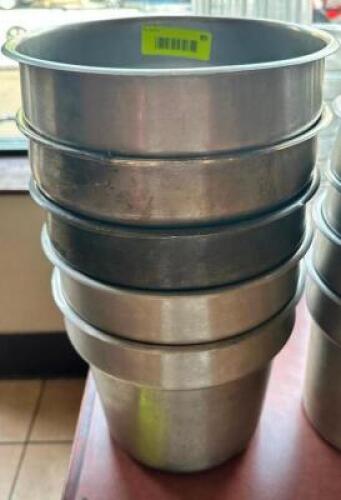 DESCRIPTION: (5) 9" ROUND STAINLESS INSERTS LOCATION: FRONT THIS LOT IS: SOLD BY THE PIECE QTY: 5