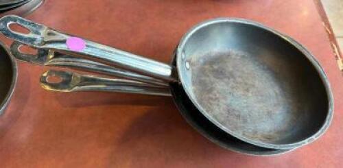 DESCRIPTION: (3) 8" INDUCTION SAFE SKILLETS SIZE 8" LOCATION: FRONT THIS LOT IS: SOLD BY THE PIECE QTY: 3