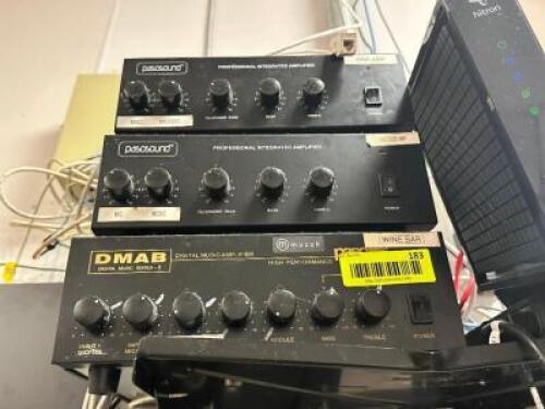 DESCRIPTION: (3) PASOSOUND DIGITAL MUSIC AMP LOCATION: KITCHEN THIS LOT IS: ONE MONEY QTY: 1