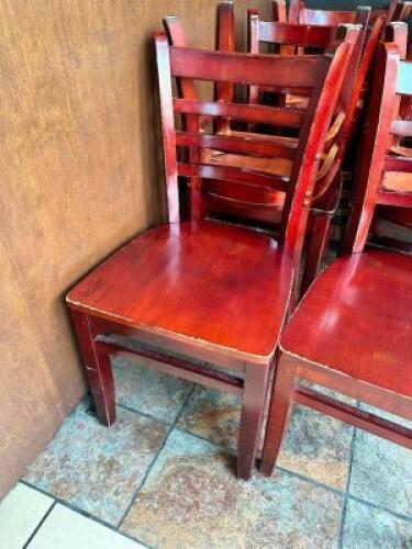 DESCRIPTION: (10) HARDWOOD LADDER BACK CHAIRS LOCATION: FRONT THIS LOT IS: SOLD BY THE PIECE QTY: 10