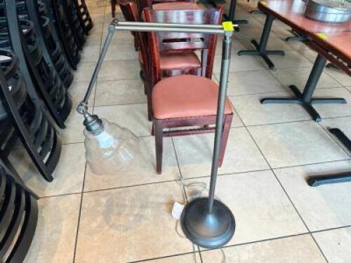 DESCRIPTION: ADJUSTABLE FLOOR POST LAMP W/ GLASS SHADE. LOCATION: FRONT QTY: 1