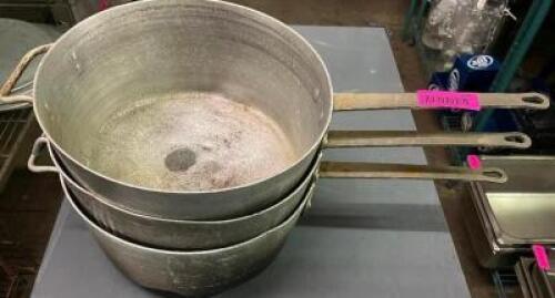 (3) 12" ALUMINUM SAUCE POTS W/ HANDLES