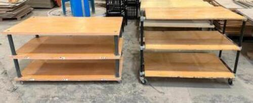 (2) RETAIL DISPLAY SHELVES ON CASTERS
