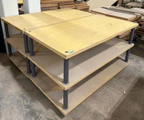 (2) RETAIL DISPLAY SHELVES ON CASTERS