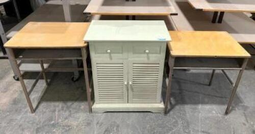 (2) DESKS AND SMALL CABINET
