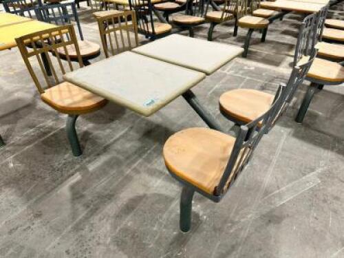 (10) 40" X 24" FOOD COURT TABLE AND CHAIR COMBO SETS. 4 PERSON CAPACITY
