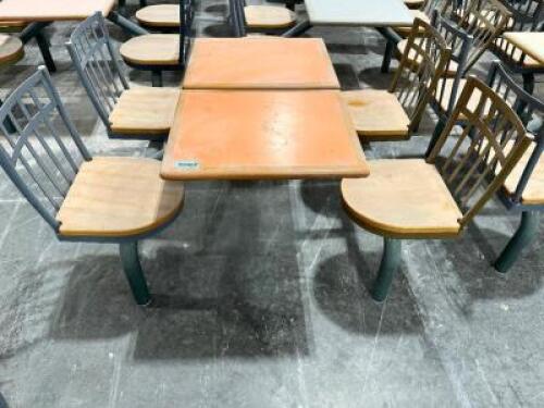 (10) 40" X 24" FOOD COURT TABLE AND CHAIR COMBO SETS. 4 PERSON CAPACITY