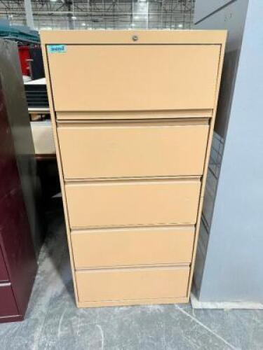 (3) 36" FIVE DRAWER LATERAL FILE CABINETS - YELLOW
