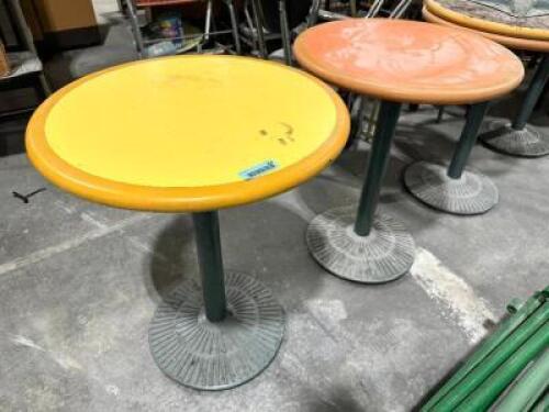 (6) ASSORTED 24" ROUND TABLE SW/ HEAVY DUTY BASES.