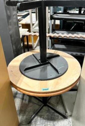 (2) 30" ROUND WOOD TABLES W/ BASES.