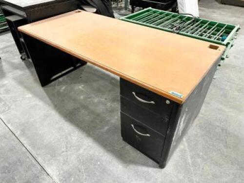 60" METAL DESK W/ WOOD TOP