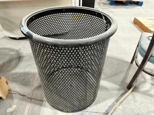 (2) METAL OUTDOOR WASTE CANS.