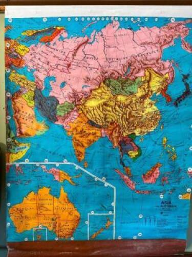 DESCRIPTION: VINTAGE ASIA/AUSTRALIA MAP SIZE: 50" PULL DOWN QTY: 1